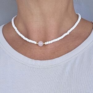 Kaelakee roosa kvartsiga “Elin”