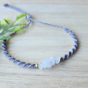 Makramee käepael hele akvamariin “Mileena”