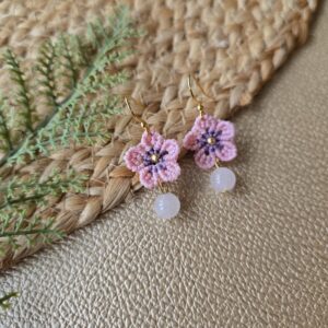 Roosa kvartsiga kõrvarõngad “Lily”