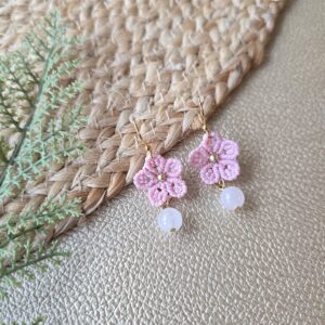 Roosa kvartsiga kõrvarõngad “Lily”